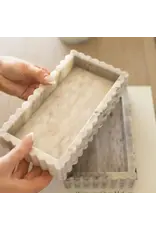 Scalloped Marble Fluted Bridge Tray Beige Gray