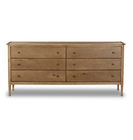 Franny 6 Drawer Dresser in Saddle Brown Veneer