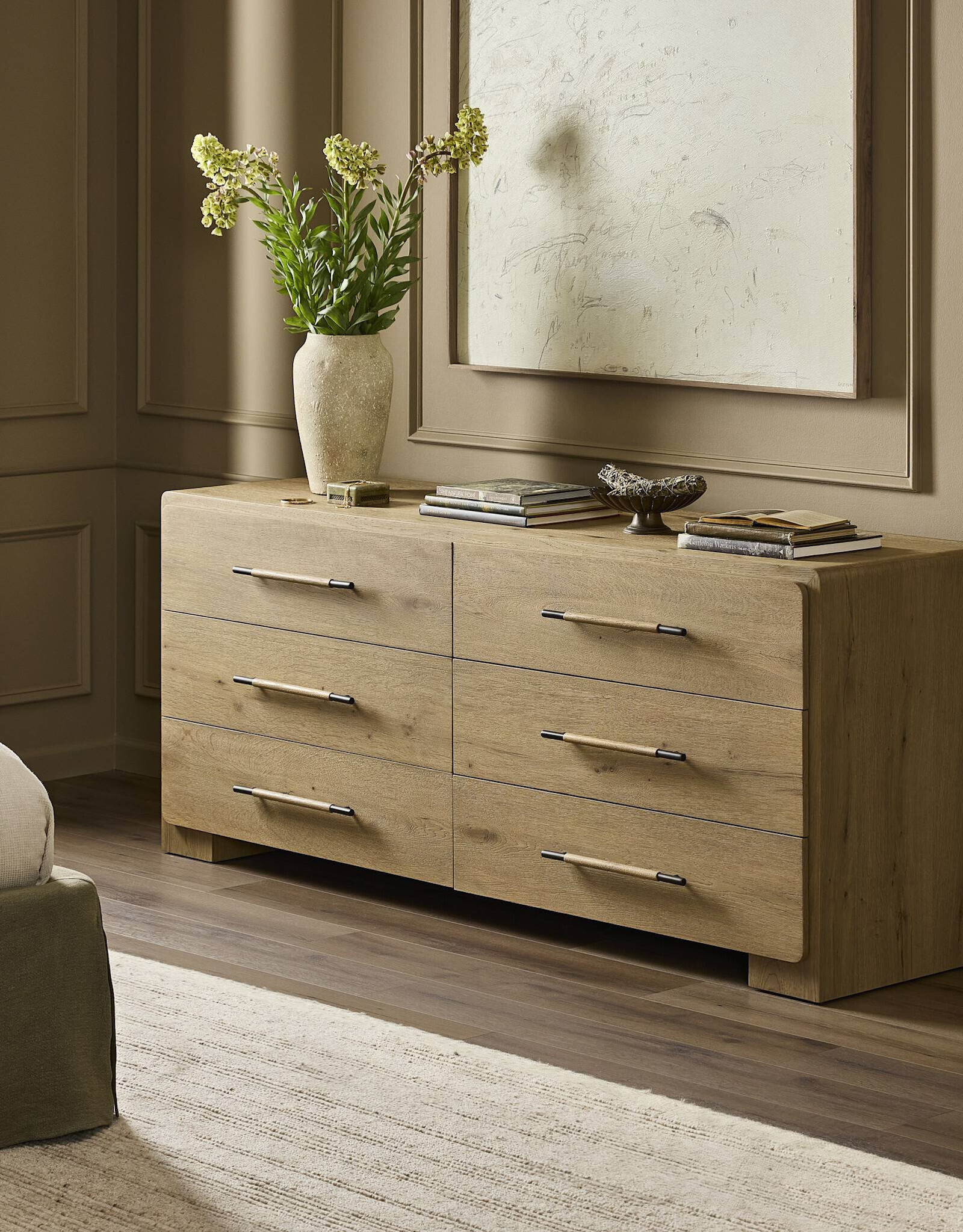 Eden 6 Drawer Dresser in Aged Smoked Oak Veneer