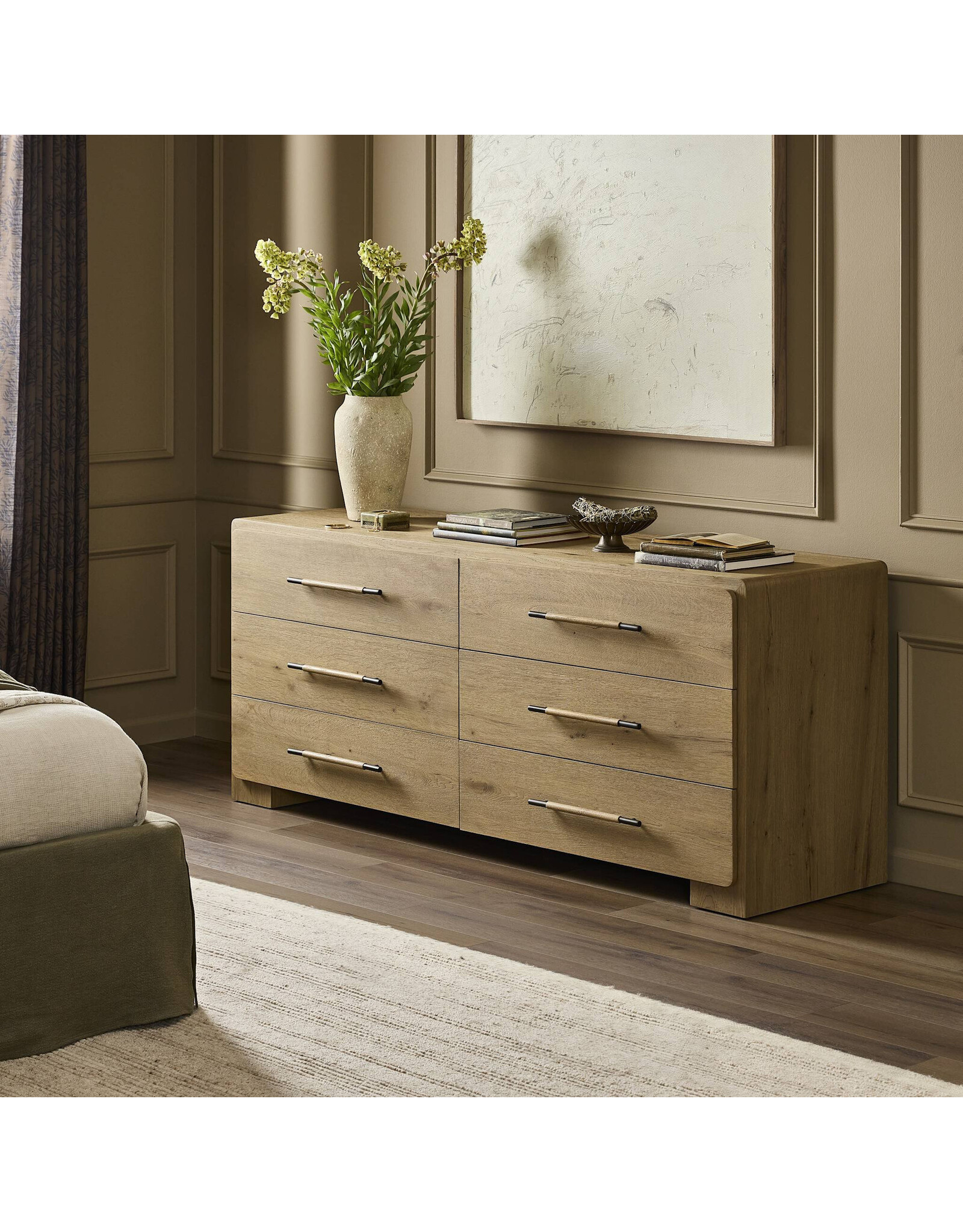 Eden 6 Drawer Dresser in Aged Smoked Oak Veneer