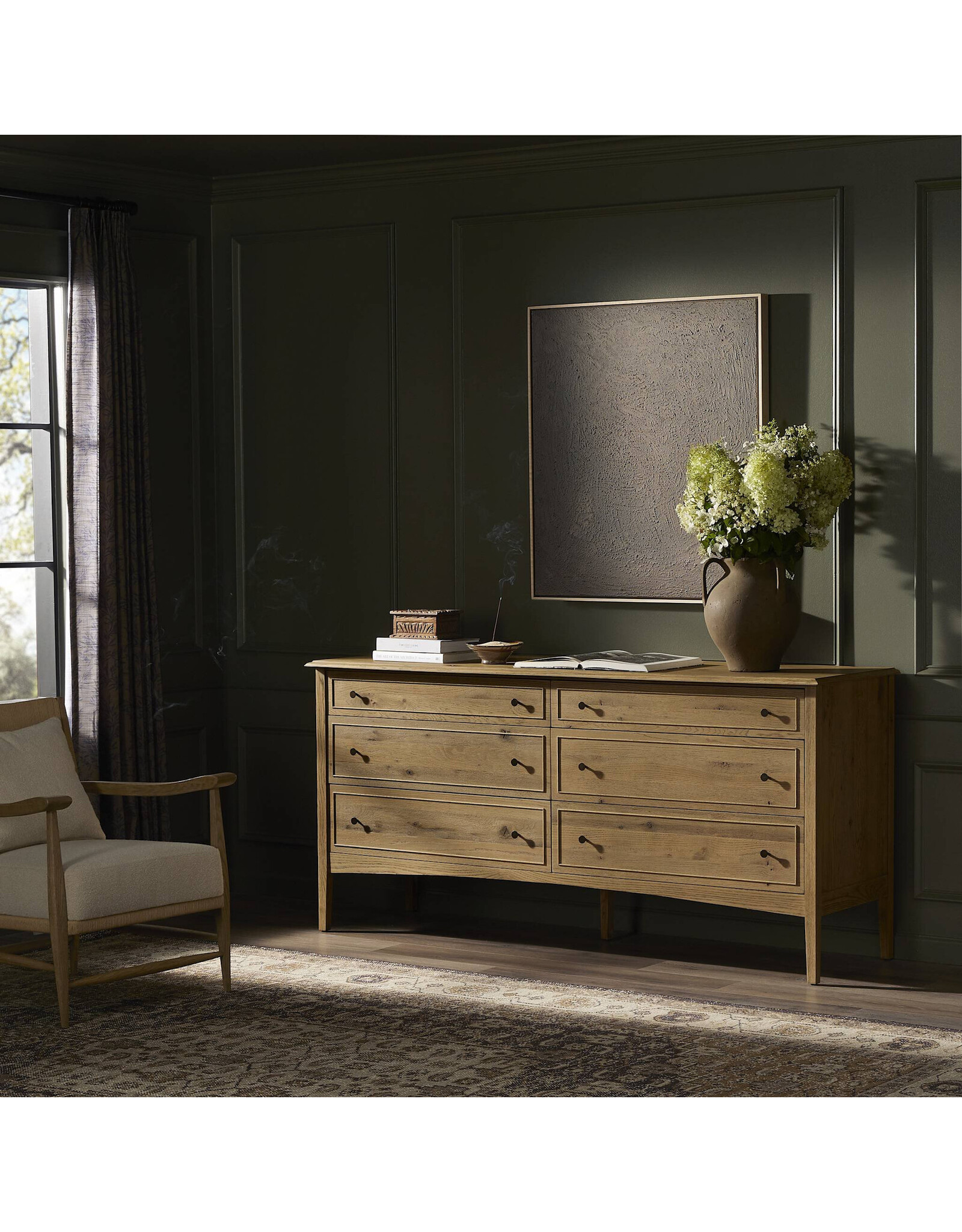 Maggie 6 Drawer Dresser in Aged Smoked Oak Resawn
