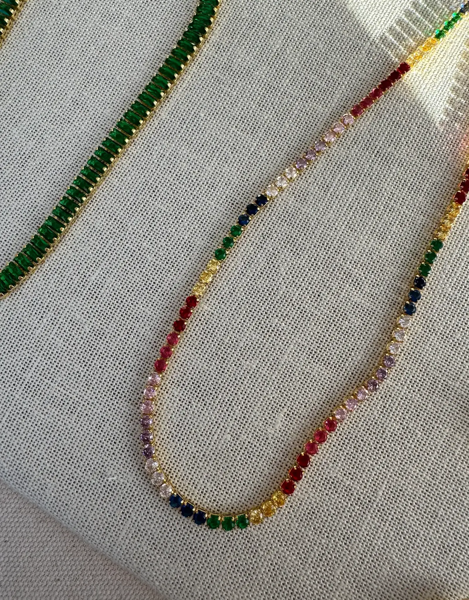 Colourful Cz Tennis Necklace