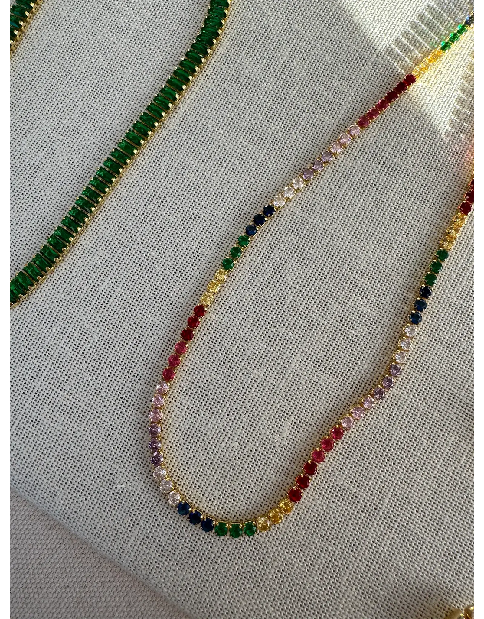 Colourful Cz Tennis Necklace
