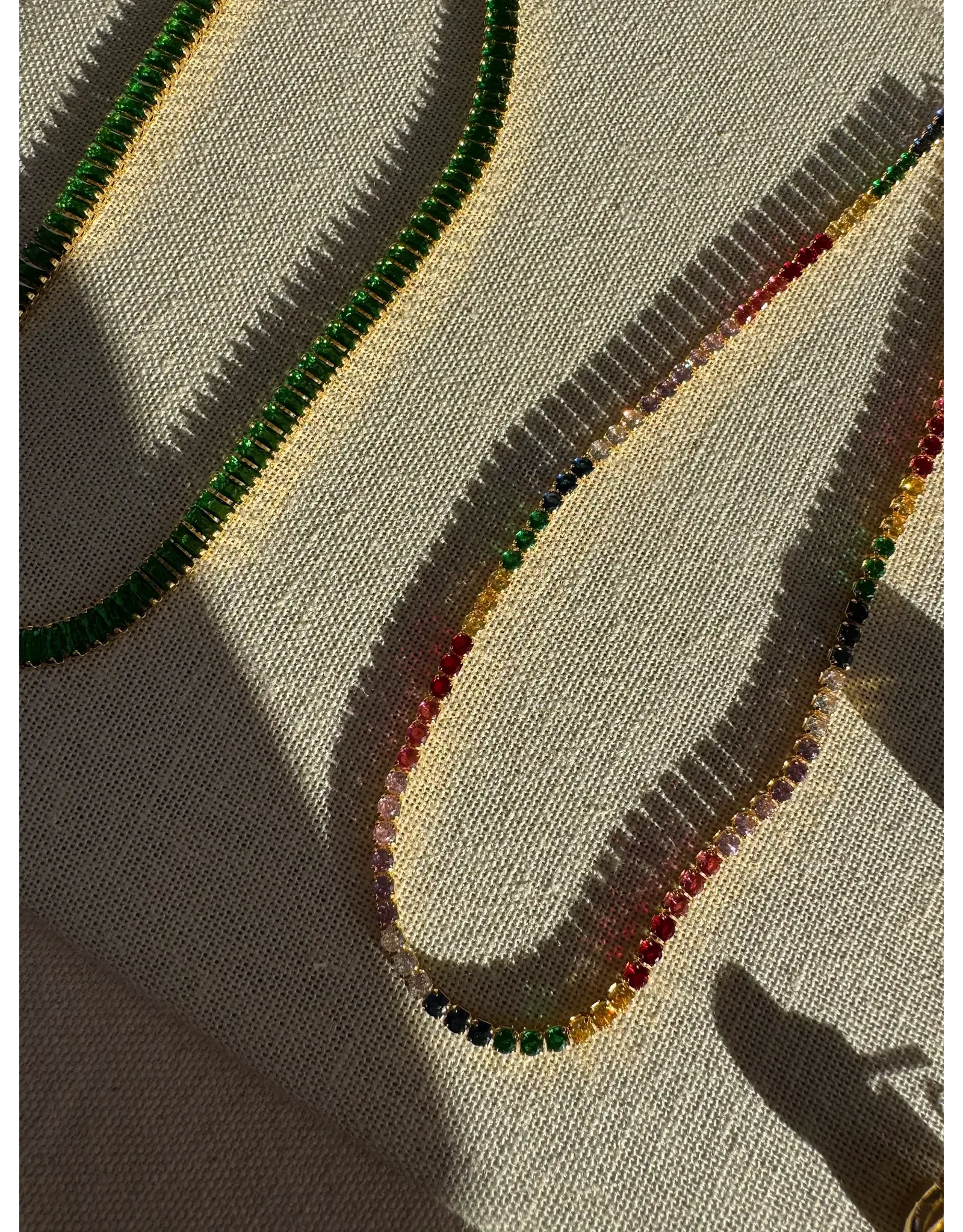 Colourful Cz Tennis Necklace