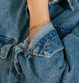 Paperclip Bracelet w/ Pearl 6-8" - Customisable