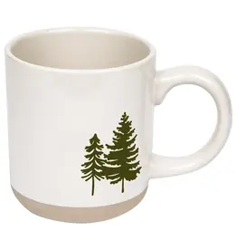 Green Trees Stoneware Coffee Mug