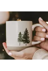 Green Trees Stoneware Coffee Mug