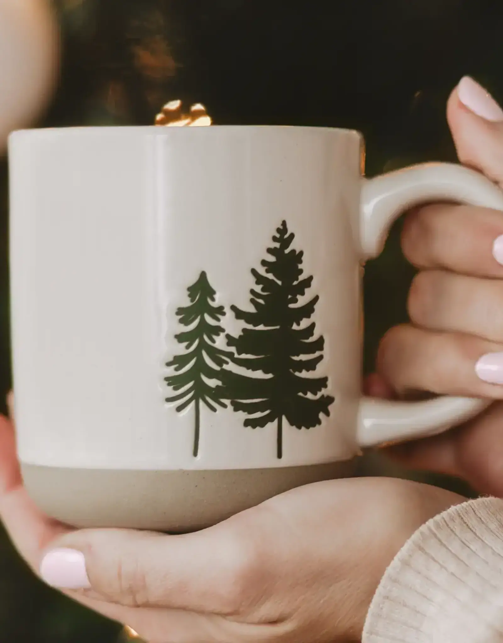 Green Trees Stoneware Coffee Mug