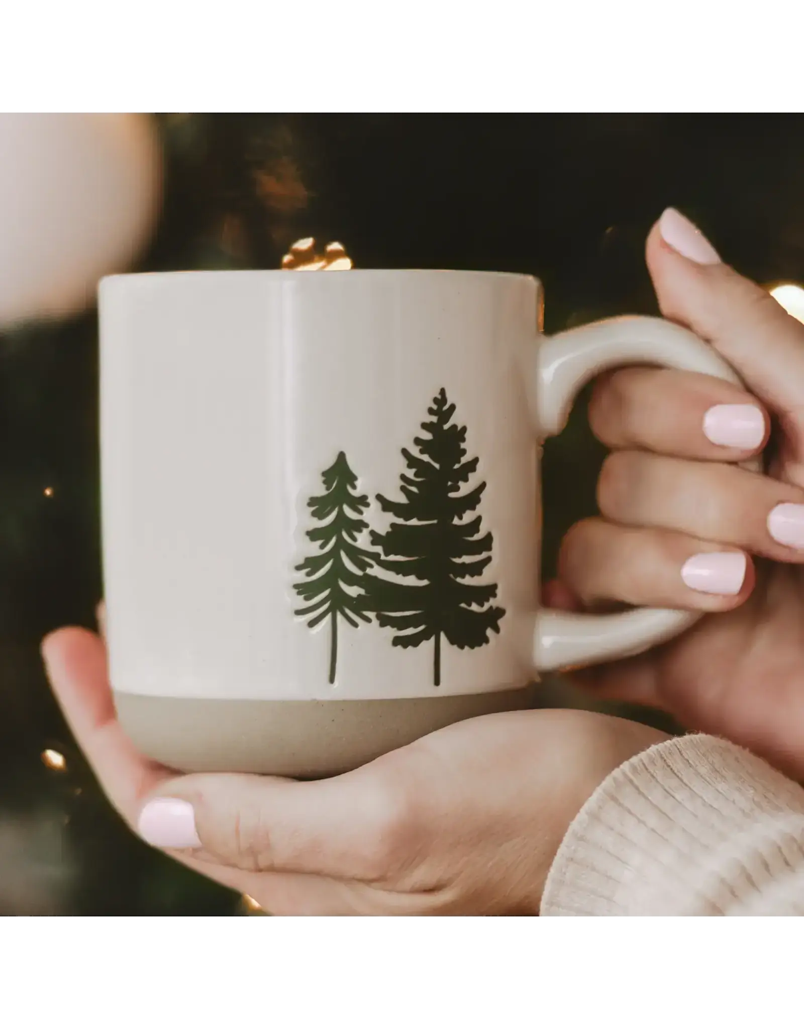 Green Trees Stoneware Coffee Mug