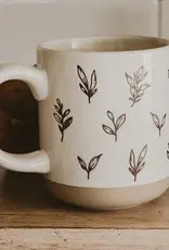 Brown Leaves Stoneware Coffee Mug
