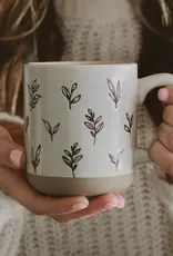 Brown Leaves Stoneware Coffee Mug