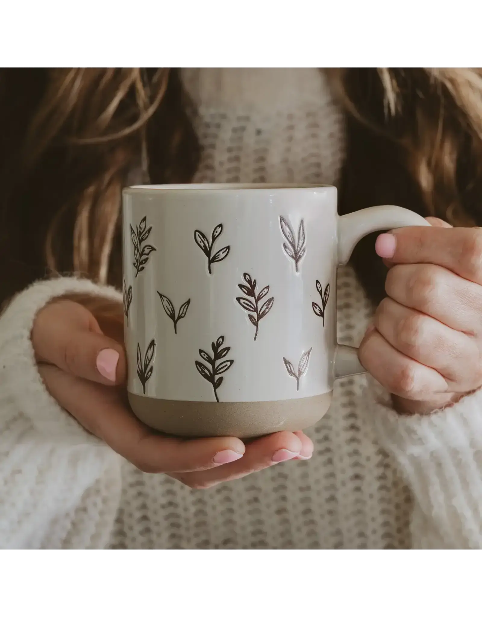 Brown Leaves Stoneware Coffee Mug