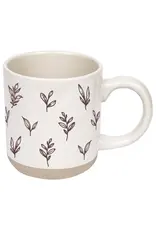 Brown Leaves Stoneware Coffee Mug