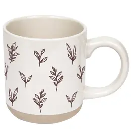 Brown Leaves Stoneware Coffee Mug
