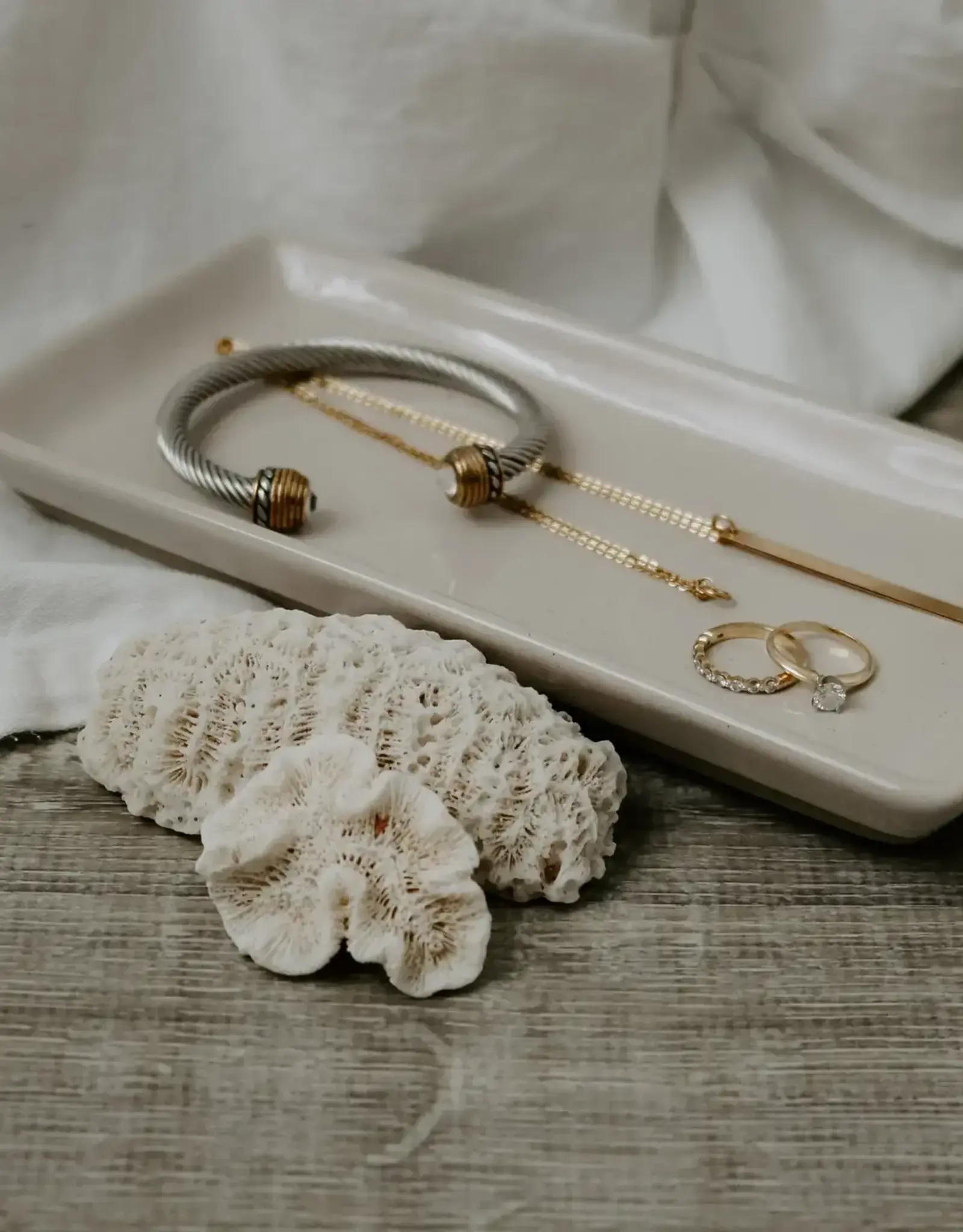 Cream Stoneware Tray