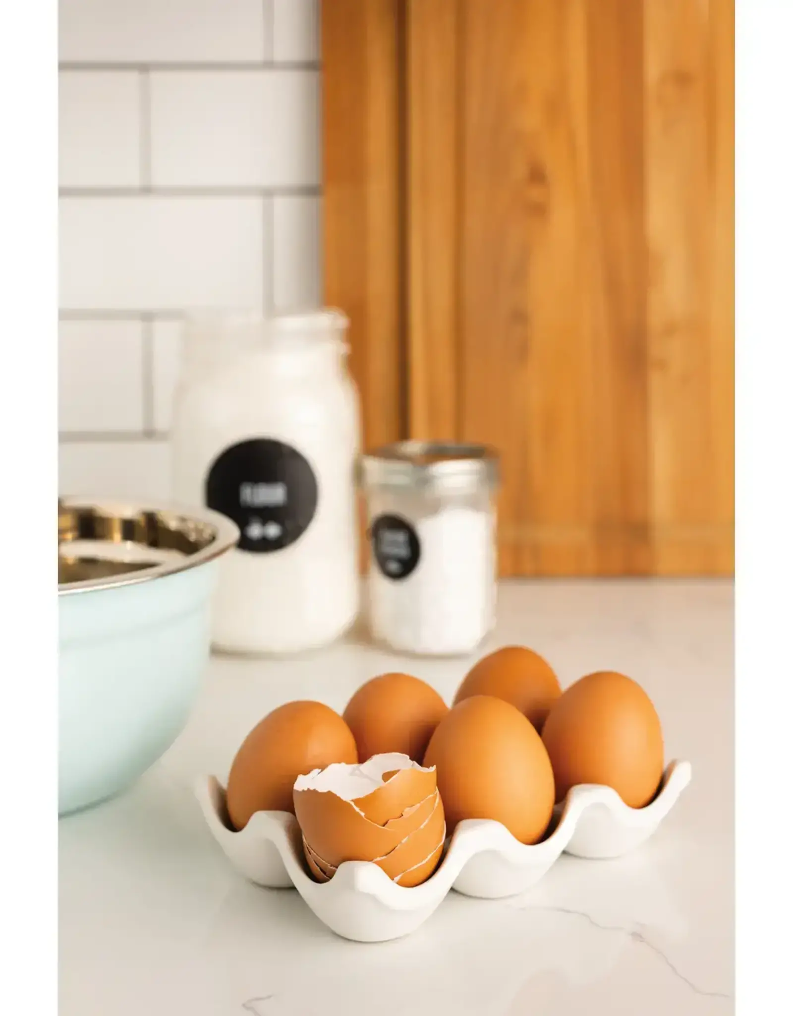Matte White Ceramic Egg Crate