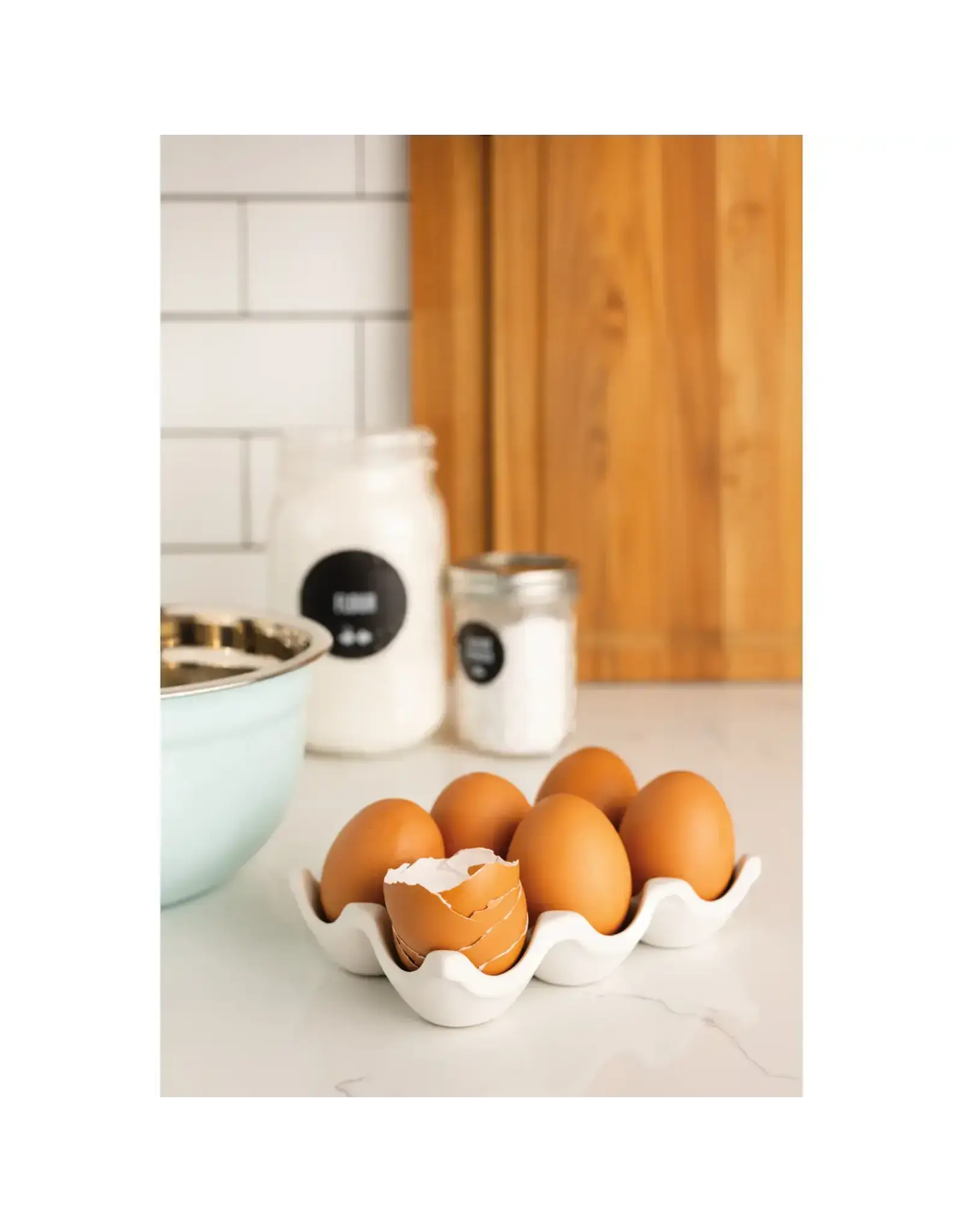 Matte White Ceramic Egg Crate