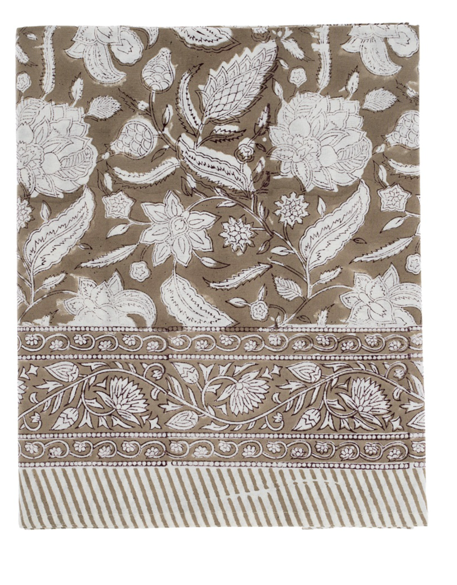 Sable Block Print Tablecloth 104 x 60