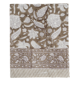 Sable Block Print Tablecloth 104 x 60