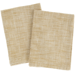 Chef Stripe Tea Towels S/2, Ochre