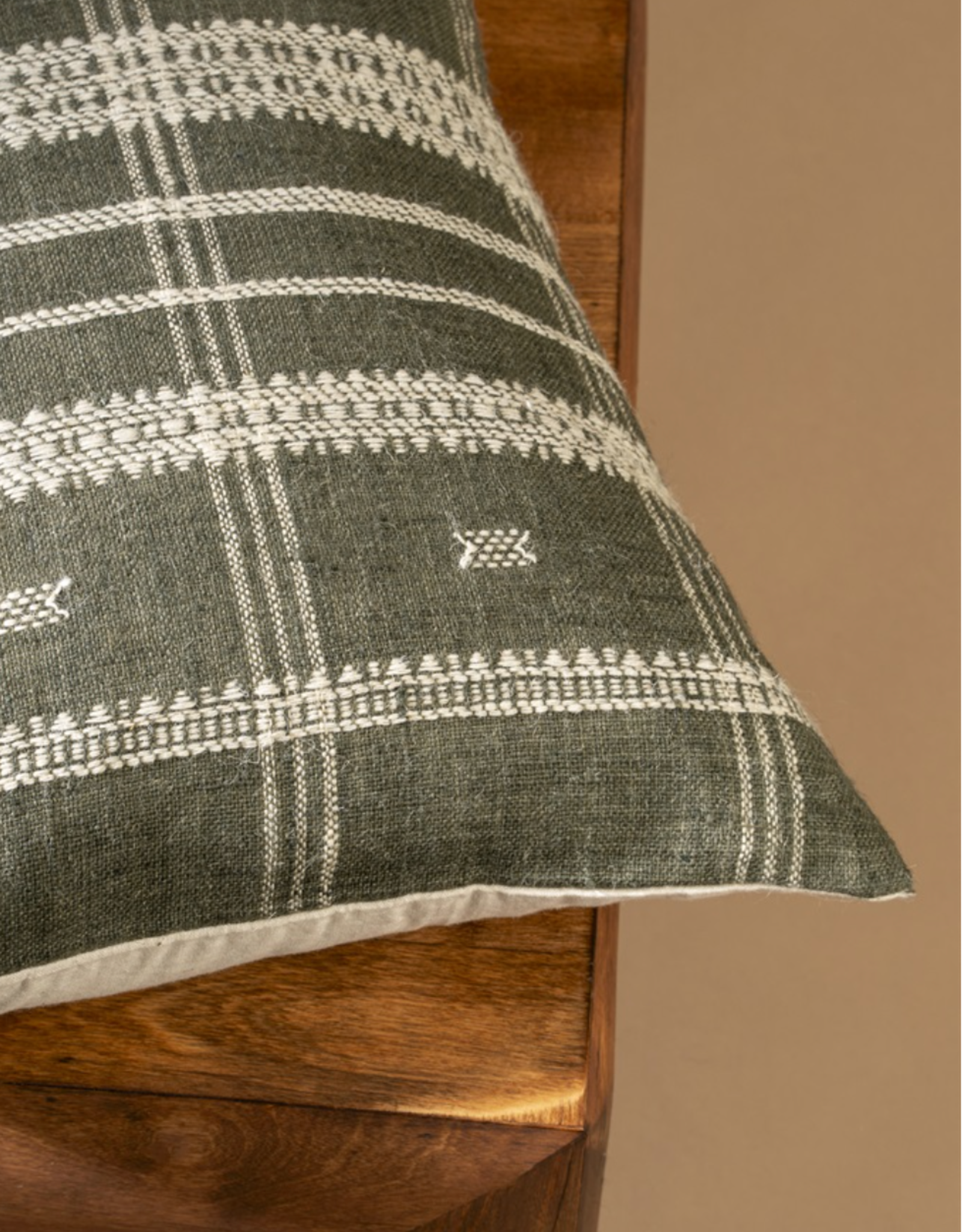 16x24 Bhujodi Wool Handloom Pillow, Cedar