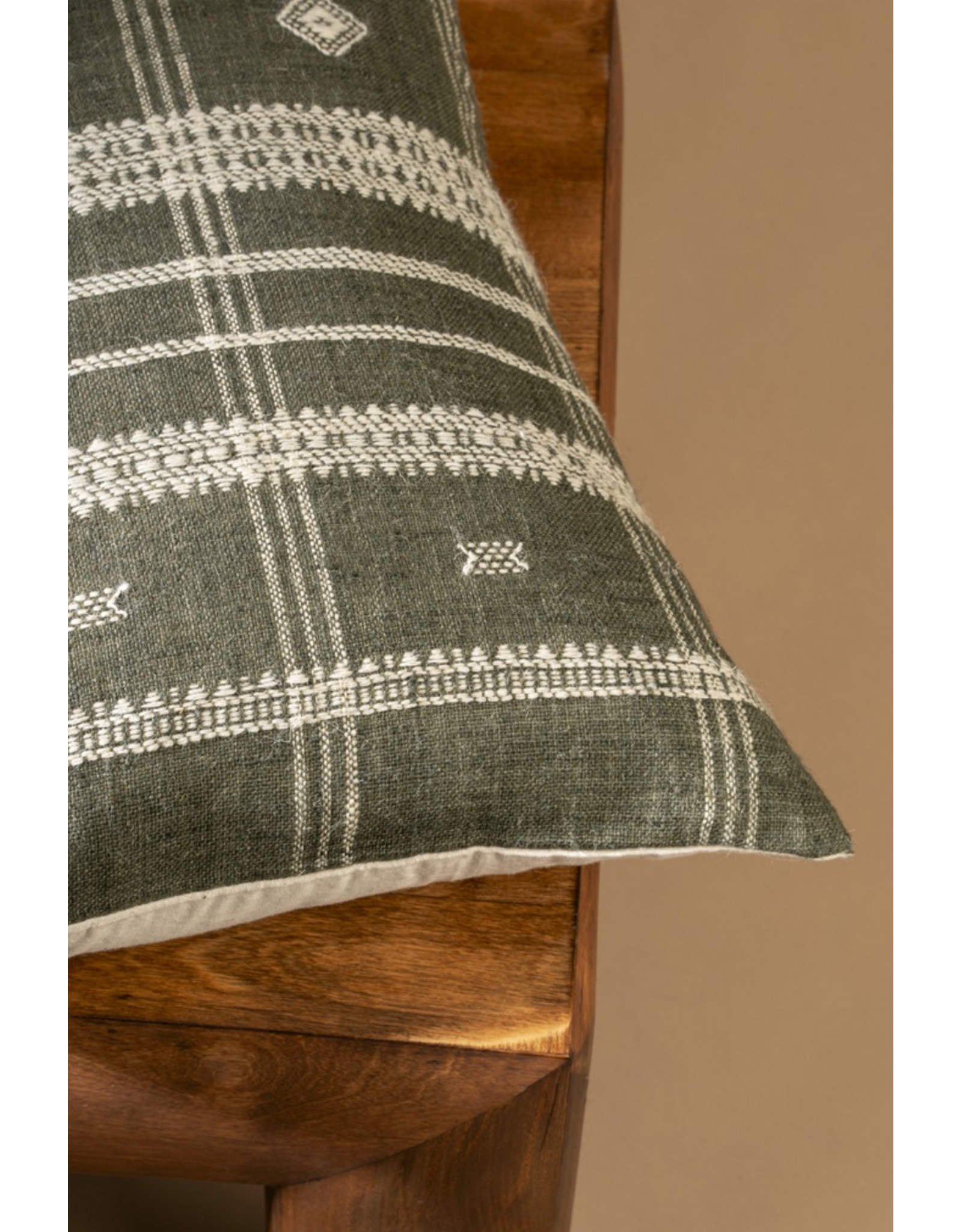 Bhujodi Wool Handloom Pillow - Cedar, 16x24