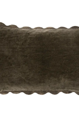 21x12 Velvet Scallop Pillow, Charcoal 21x12 Velvet Scallop Pillow, Charcoal