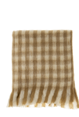 Gingham Wool Blend Throw, Camel