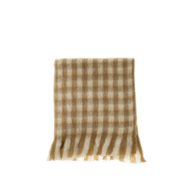 Gingham Wool Blend Throw, Camel