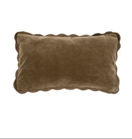 21x12 Velvet Scallop Pillow, Mink