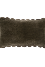 21x12 Velvet Scallop Pillow, Charcoal 21x12 Velvet Scallop Pillow, Charcoal