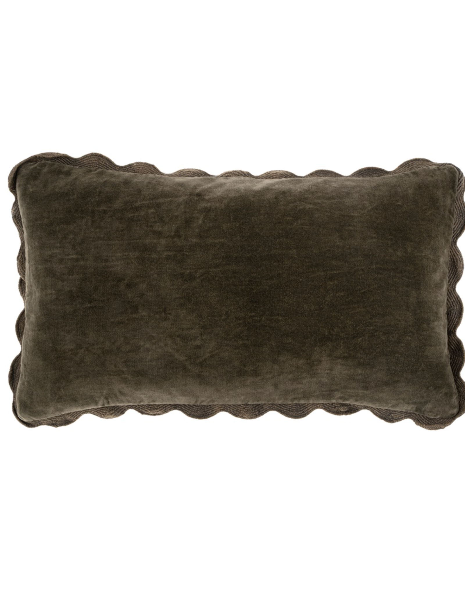 21x12 Velvet Scallop Pillow, Charcoal