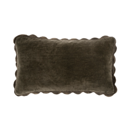 21x12 Velvet Scallop Pillow, Charcoal