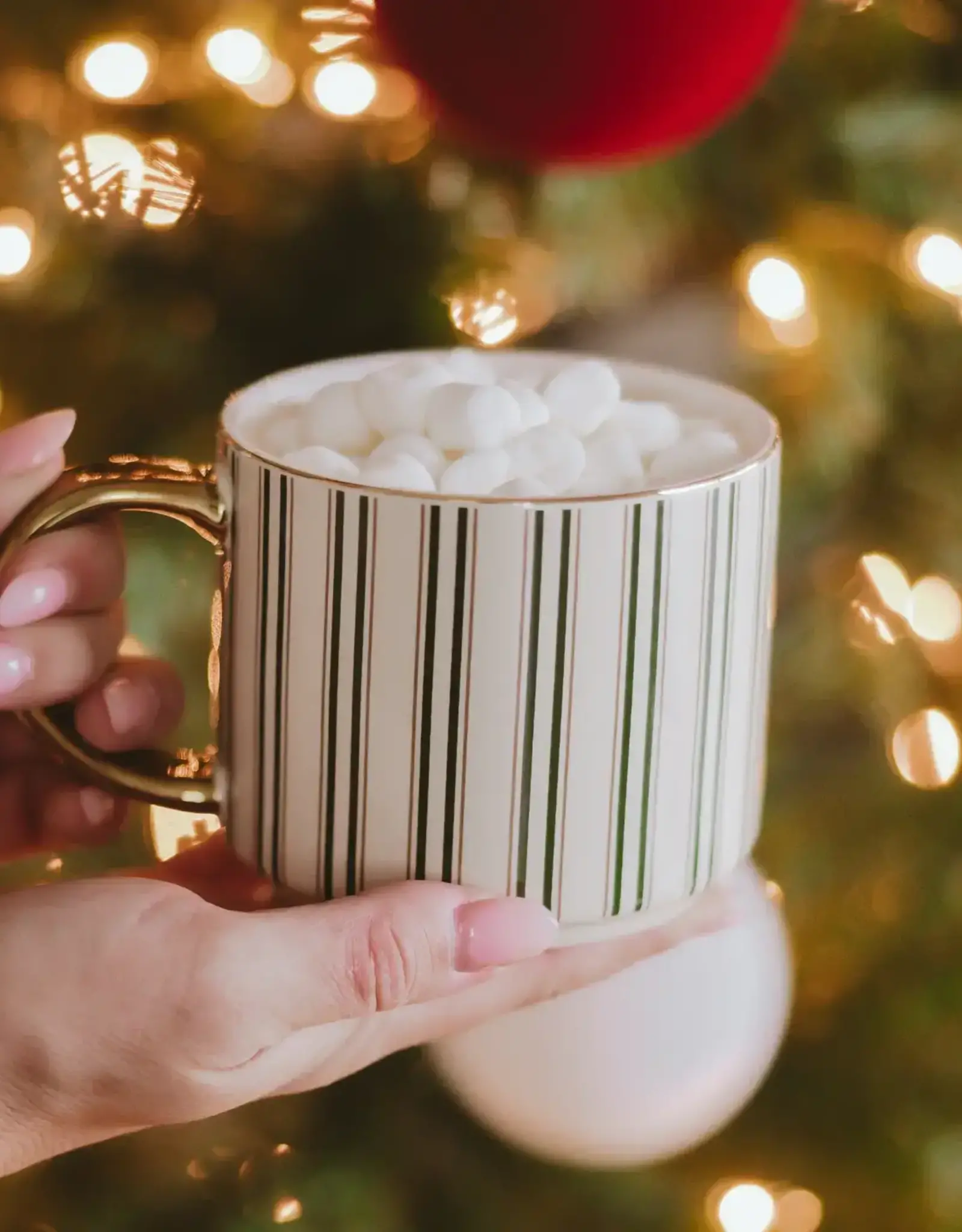 Green Stripe Christmas Coffee Mug