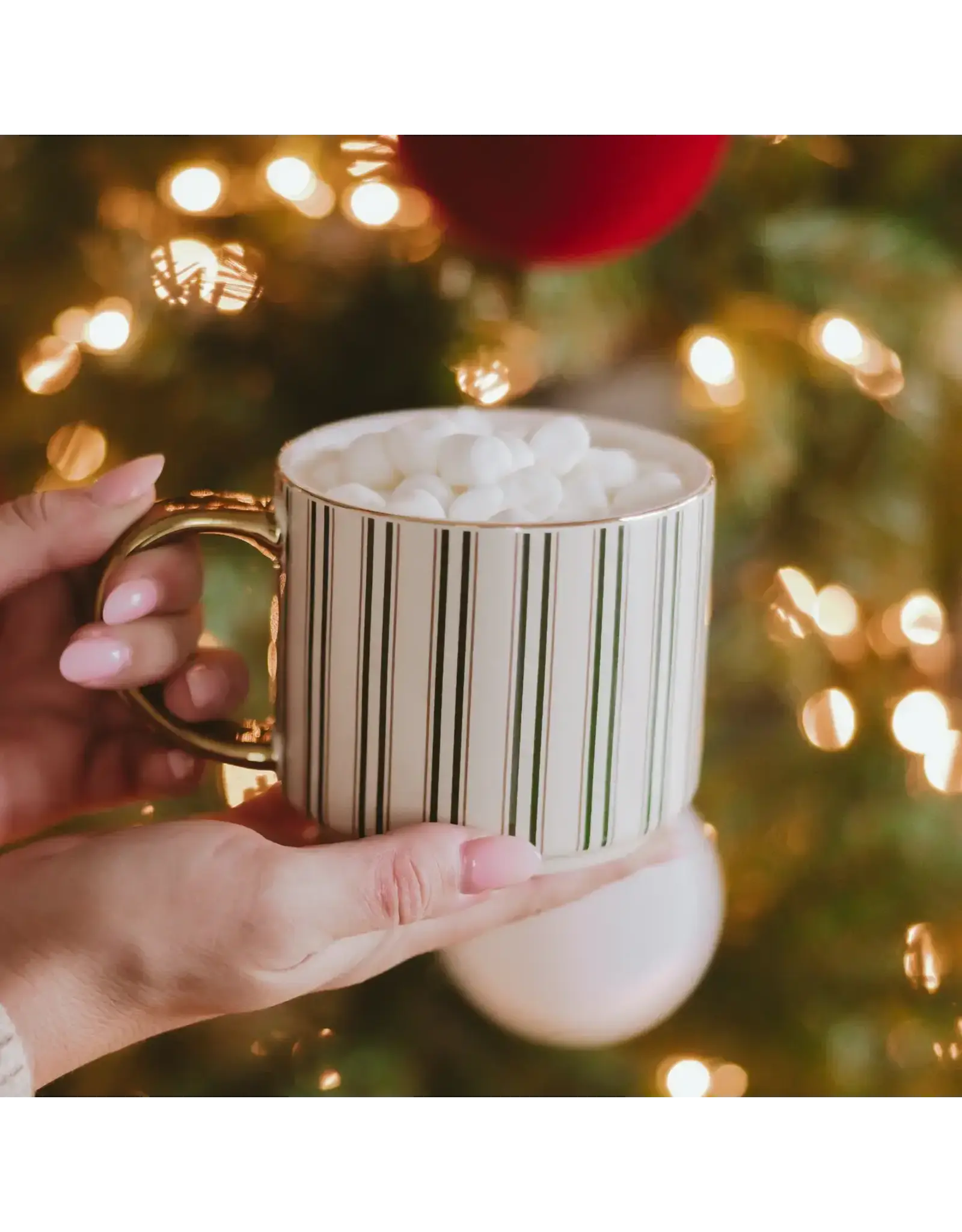 Green Stripe Christmas Coffee Mug