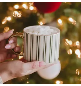 Green Stripe Christmas Coffee Mug