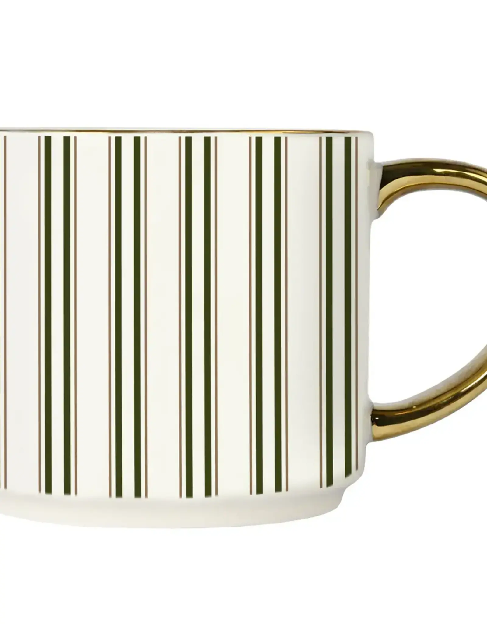 Green Stripe Christmas Coffee Mug