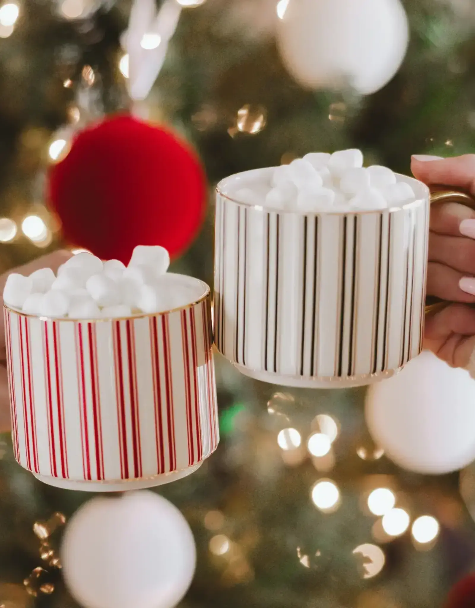 Green Stripe Christmas Coffee Mug