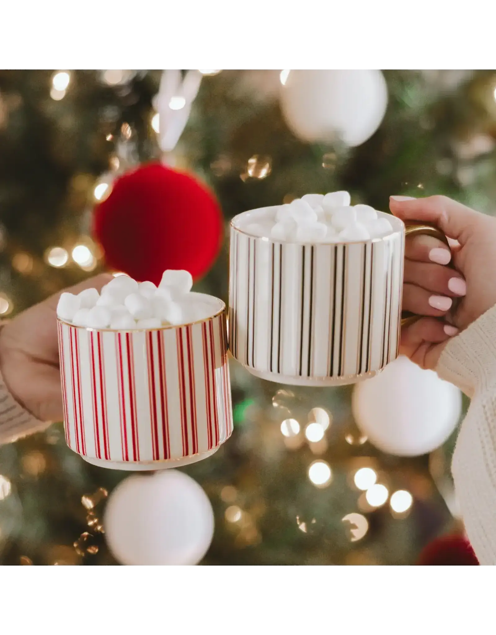 Green Stripe Christmas Coffee Mug
