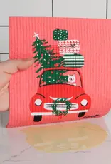 Winter Wheels Cat Swedish Dishcloth