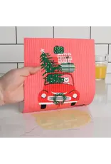 Winter Wheels Cat Swedish Dishcloth