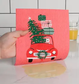 Winter Wheels Cat Swedish Dishcloth