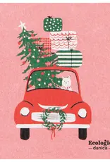 Winter Wheels Cat Swedish Dishcloth