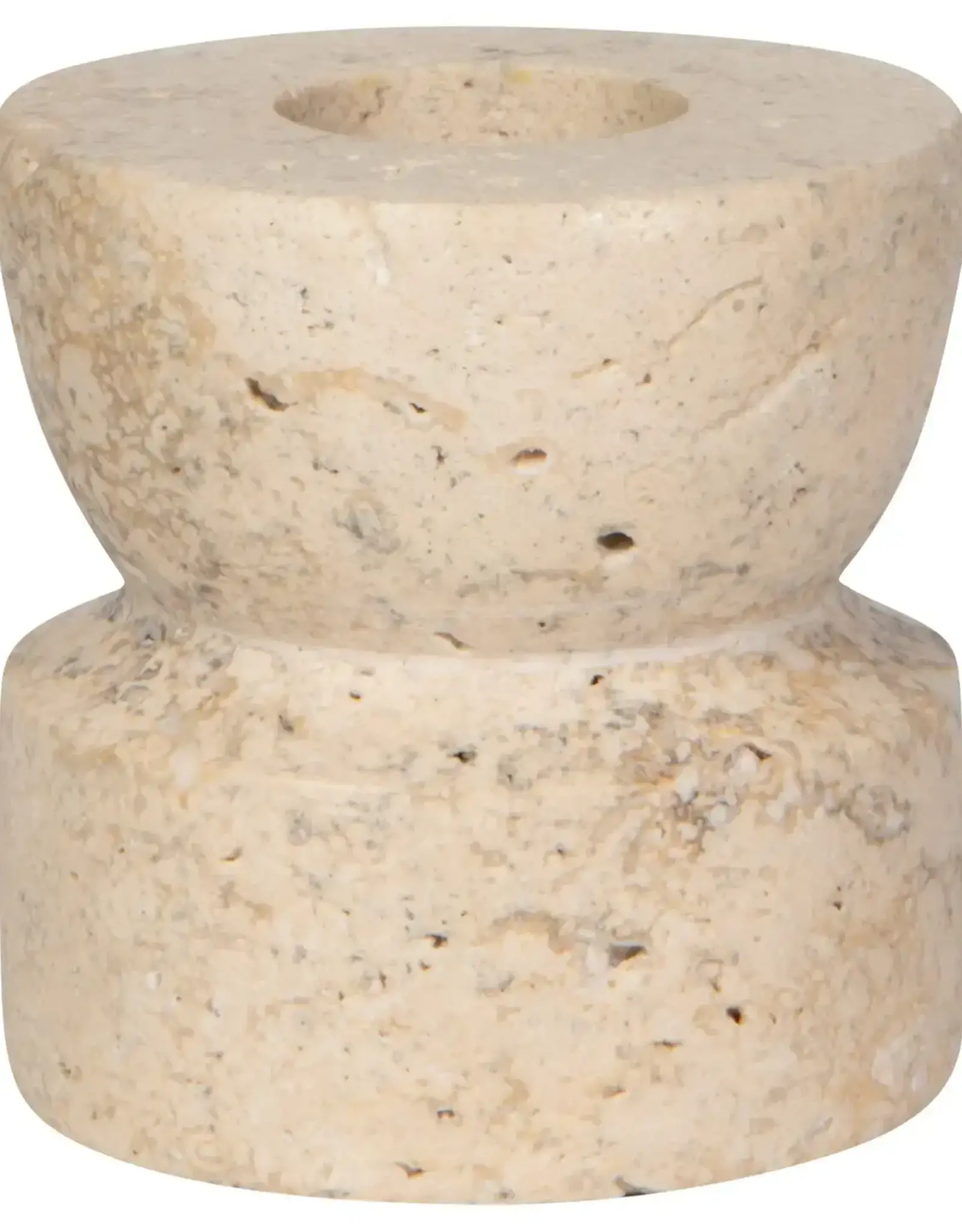 Heirloom Petra Travertine Candle Holder Short
