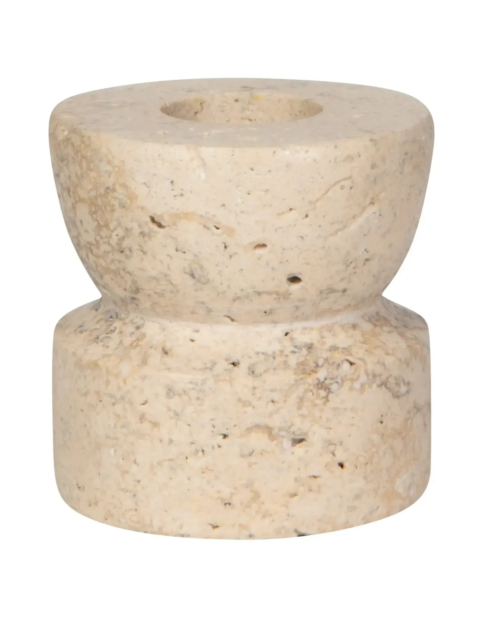 Heirloom Petra Travertine Candle Holder Short