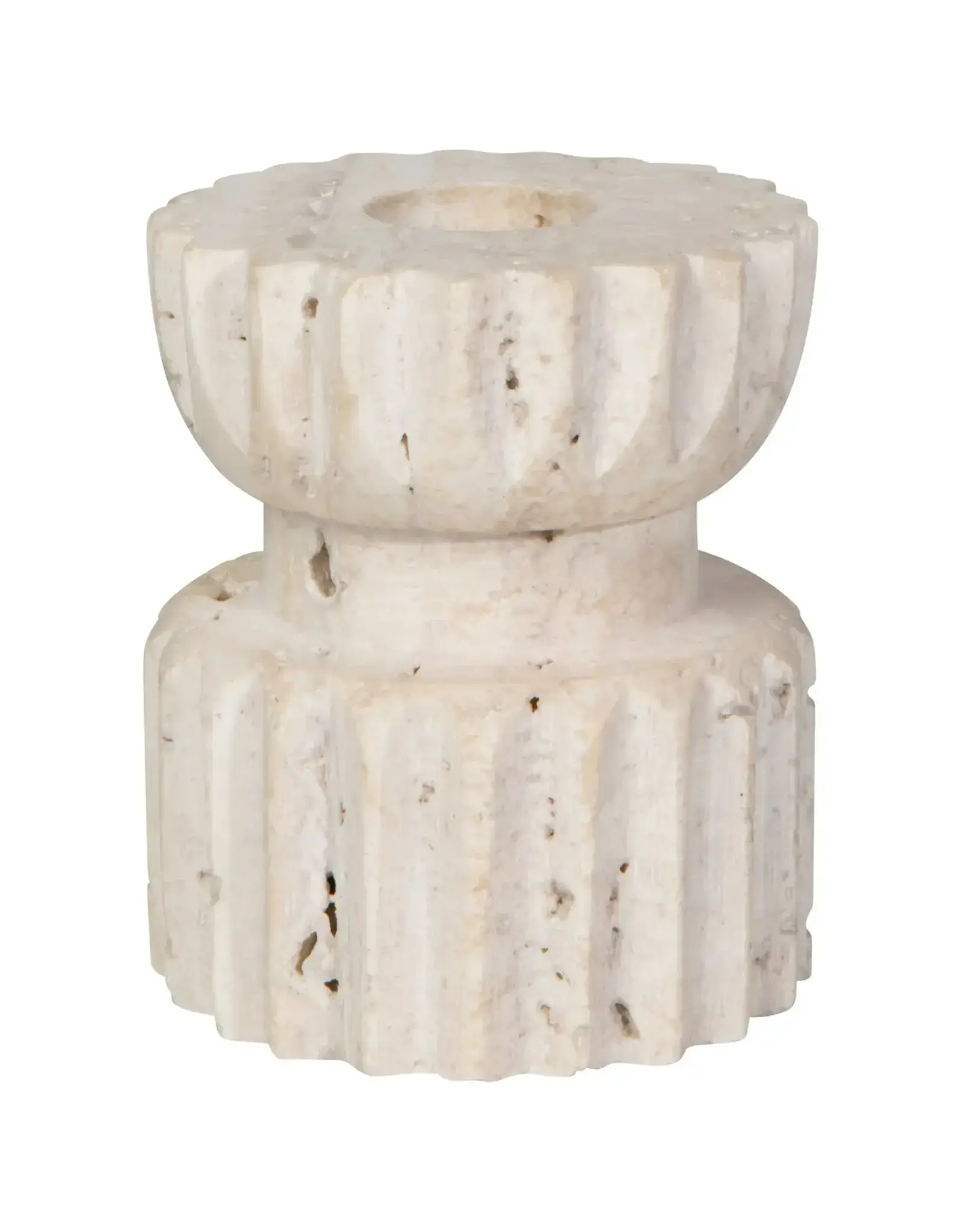Heirloom Iona Travertine Candle Holder Short