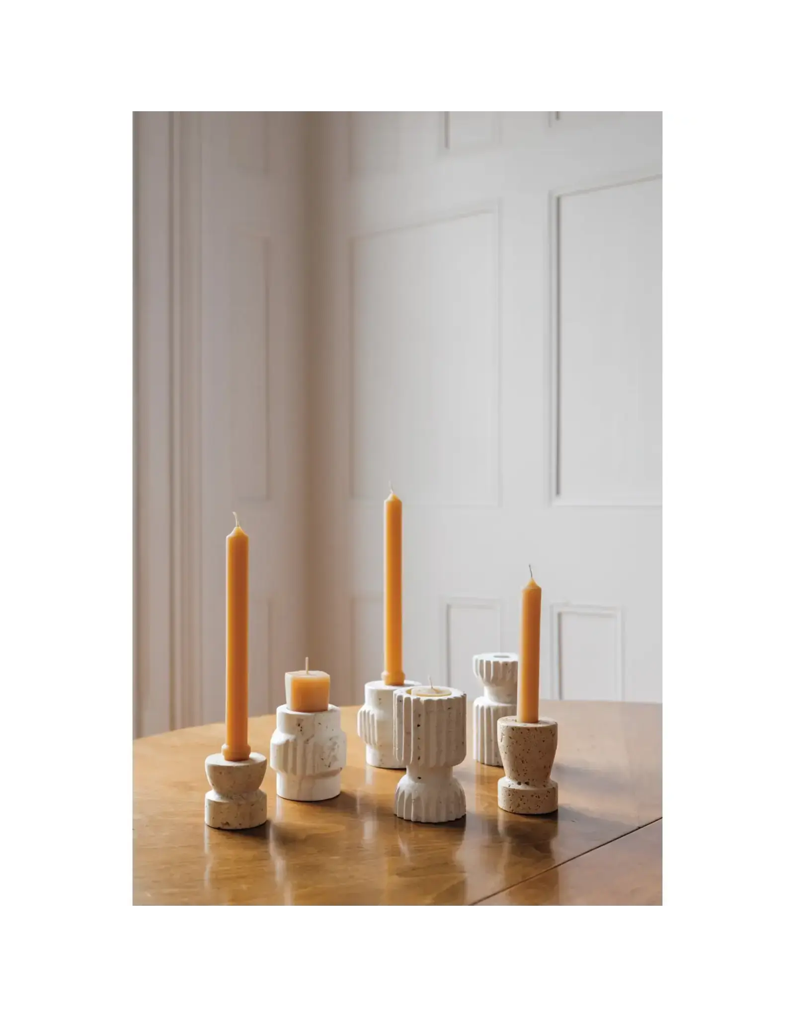 Heirloom Iona Travertine Candle Holder Short