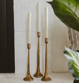 Gold Cast Iron Taper Candle Holders, Set of 3
