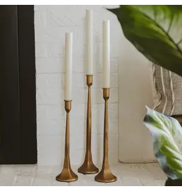 Gold Cast Iron Taper Candle Holders, Set of 3