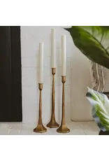 Gold Cast Iron Taper Candle Holders, Set of 3